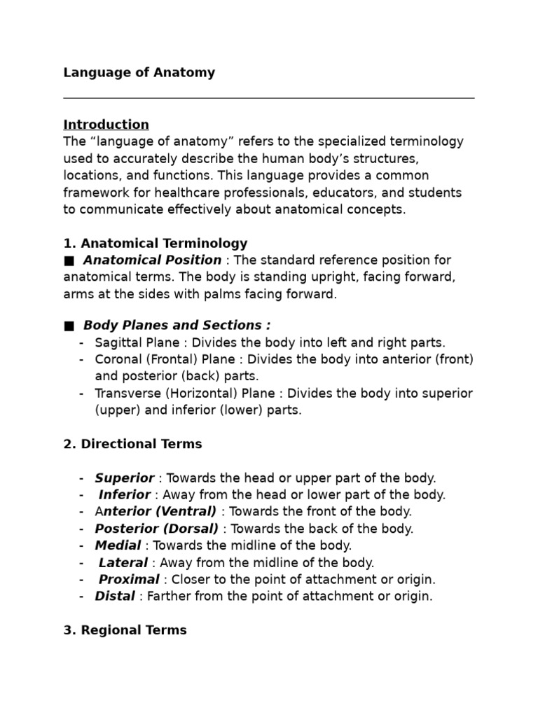 Anatomy Terminology Overview | PDF