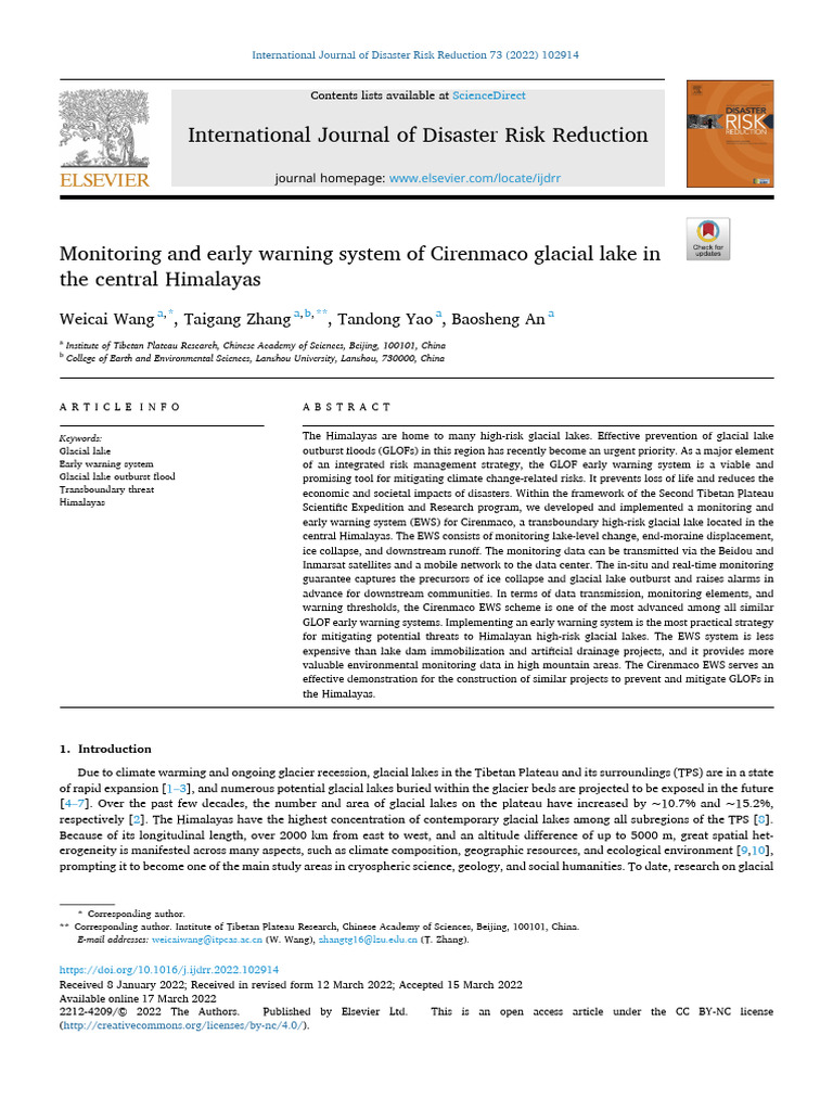 Cirenmaco Glacial Lake Early Warning System | PDF | Flood | Glacier