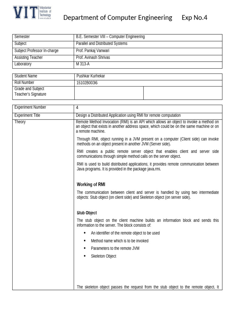 RMI-Based Distributed Application Design | PDF | Client–Server Model ...