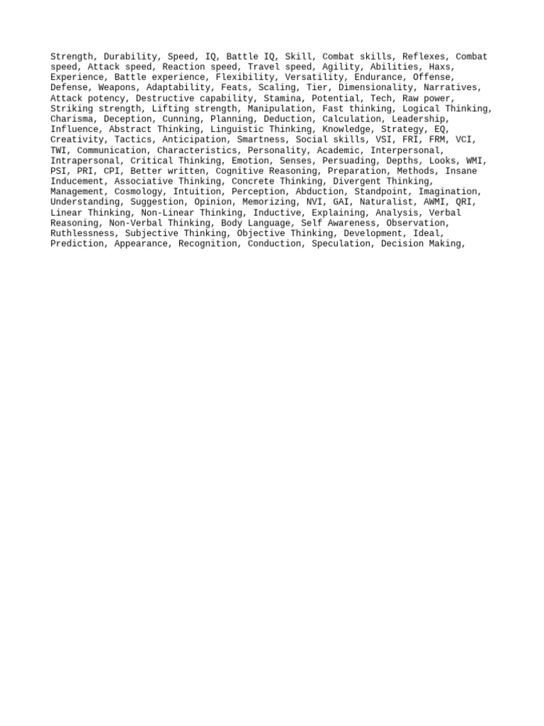 Combat Attributes and Abilities Analysis | PDF