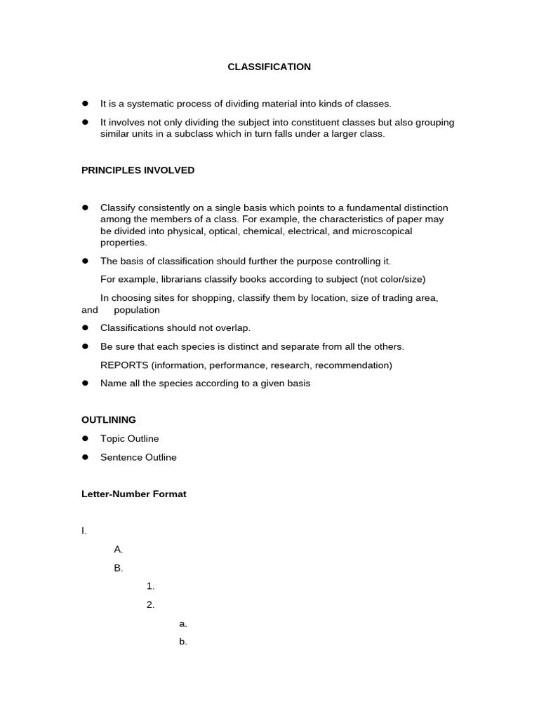 Classification and Outlining Techniques | PDF | Electric Generator ...