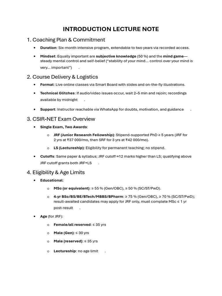 CSIR-NET Exam Coaching Guide | PDF