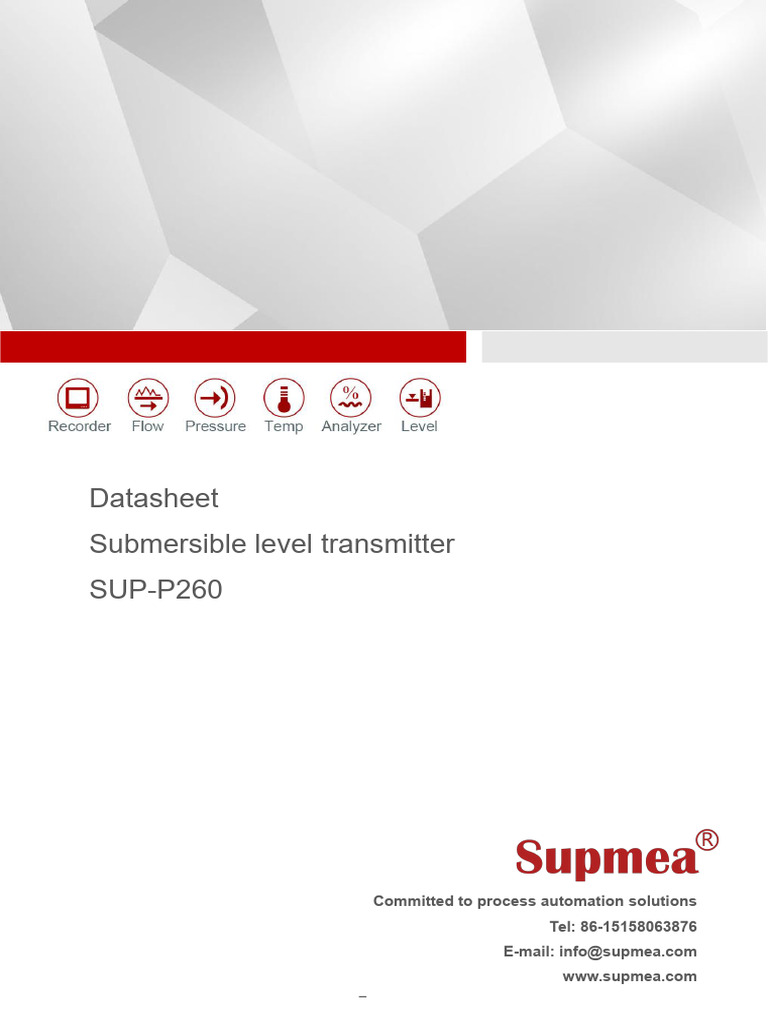 SUP-P260 Submersible Level Transmitter | PDF | Power Supply ...