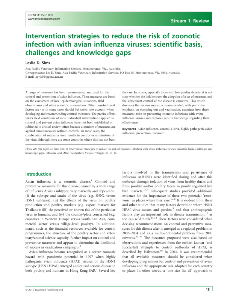 Zoonotic Avian Influenza Control Strategies | PDF | Avian Influenza ...