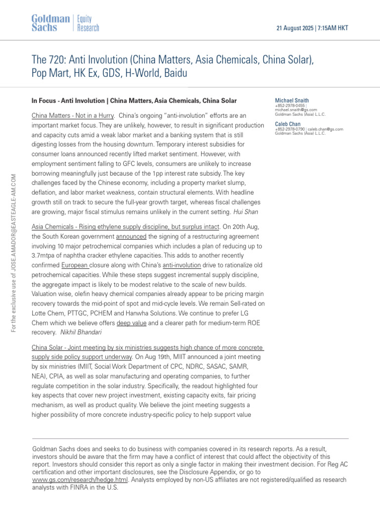 The 720 - Anti Involution (China Matters, Asia Chemicals, China Solar), Pop  Mart, HK Ex, GDS, H-World, Baidu | PDF | Investing | Economies
