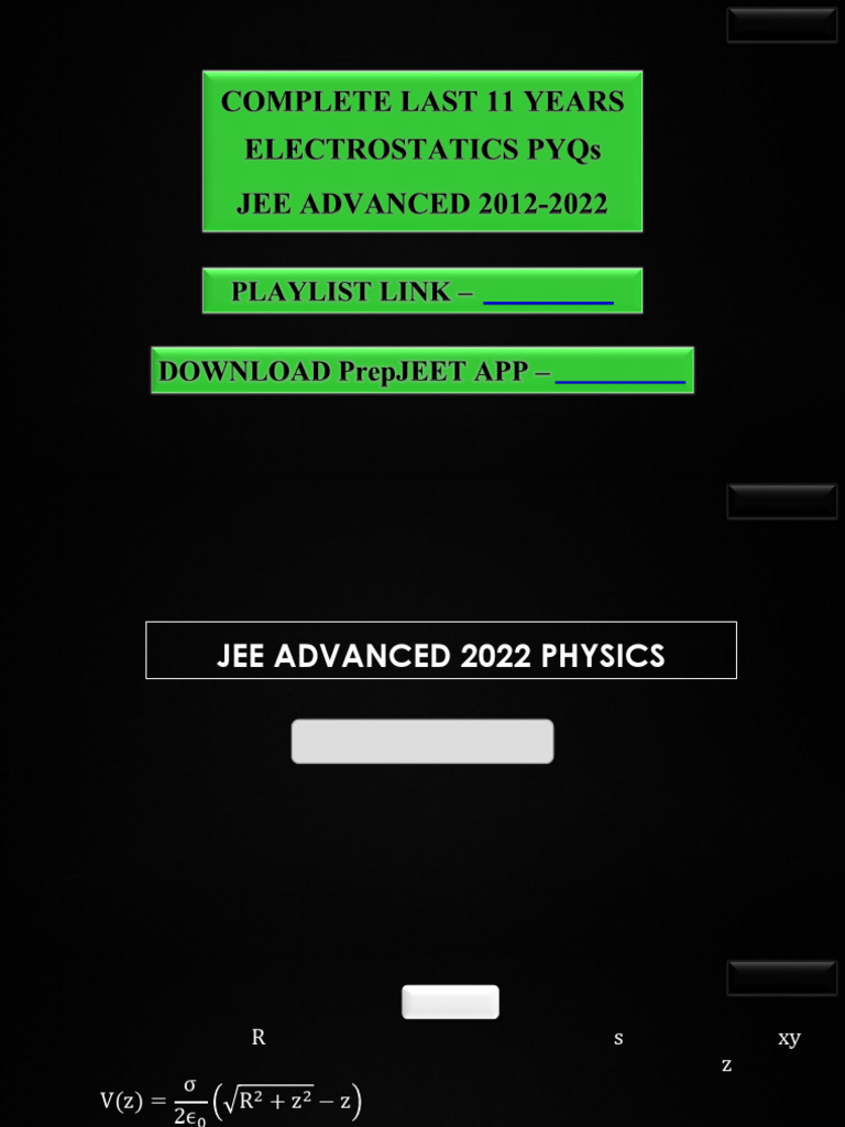 JEE Advanced Physics: Electrostatics Solutions | PDF | Electric Field ...