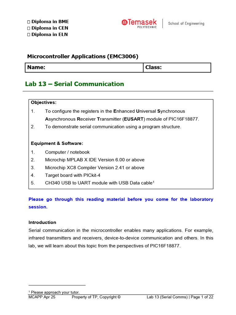 Serial Communication Lab with PIC16F | PDF | Microcontroller | Usb