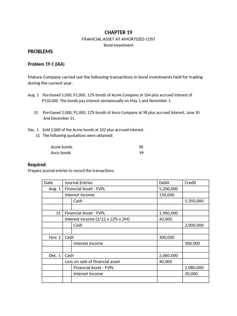 Bond Investment Transactions Overview | PDF | Present Value | Bonds ...