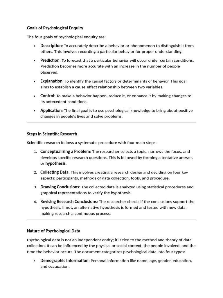 Goals of Psychological Enquir1 | PDF | Psychology | Hypothesis