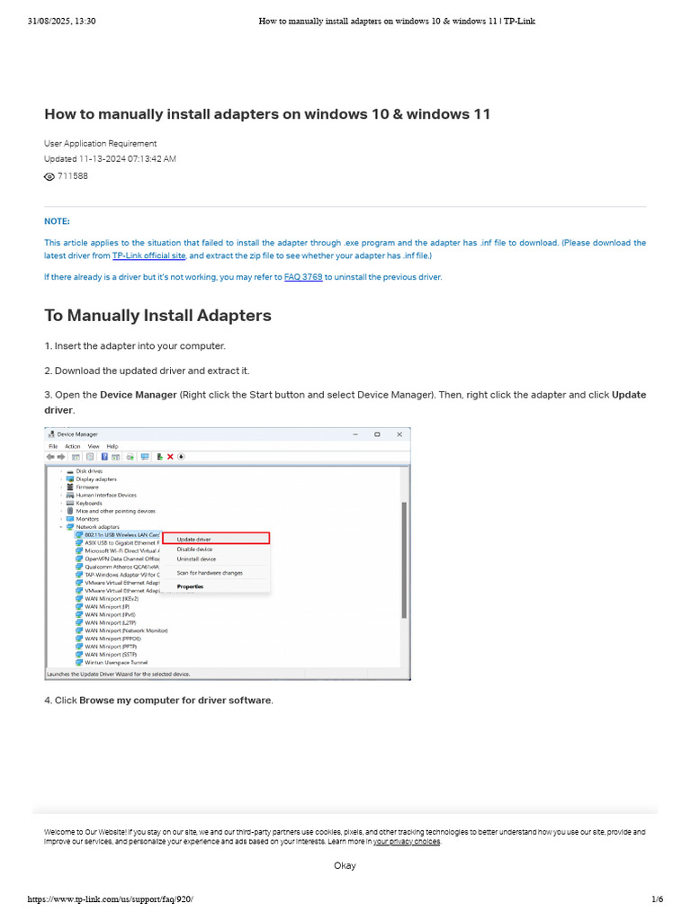 TP-Link TG-3468 Driver Installation Guide | PDF | Windows 10 ...