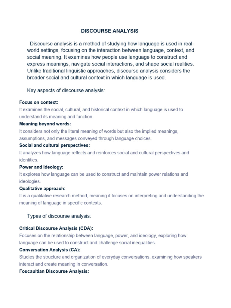 Understanding Discourse Analysis Methods | PDF | Semantics | Discourse