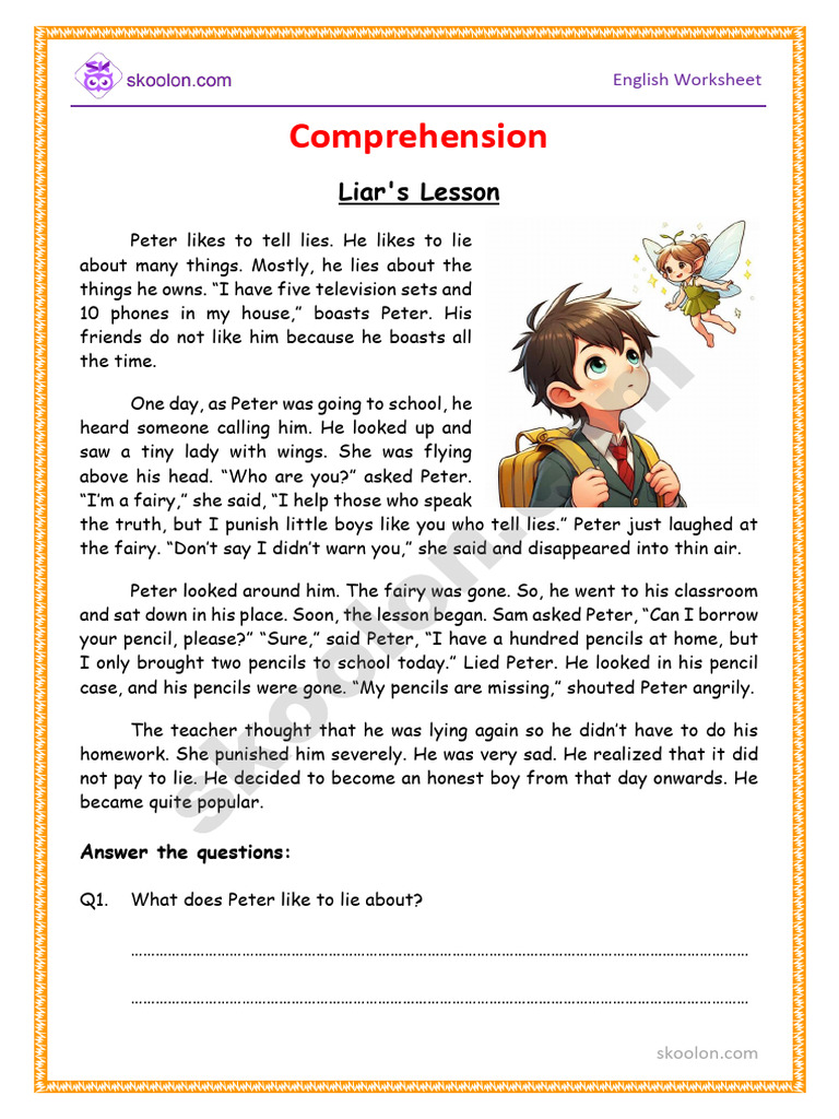 G3 English Comprehension Liars Lesson 757 | PDF