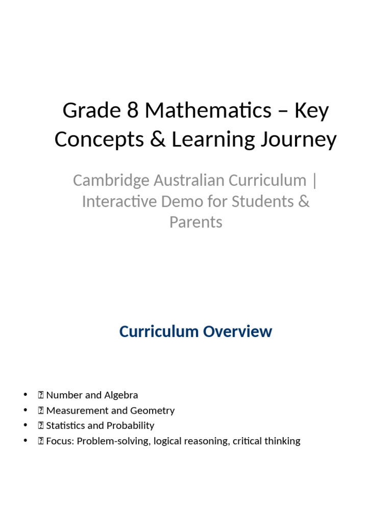 Grade 8 Math Concepts Overview | PDF | Geometry | Algebra