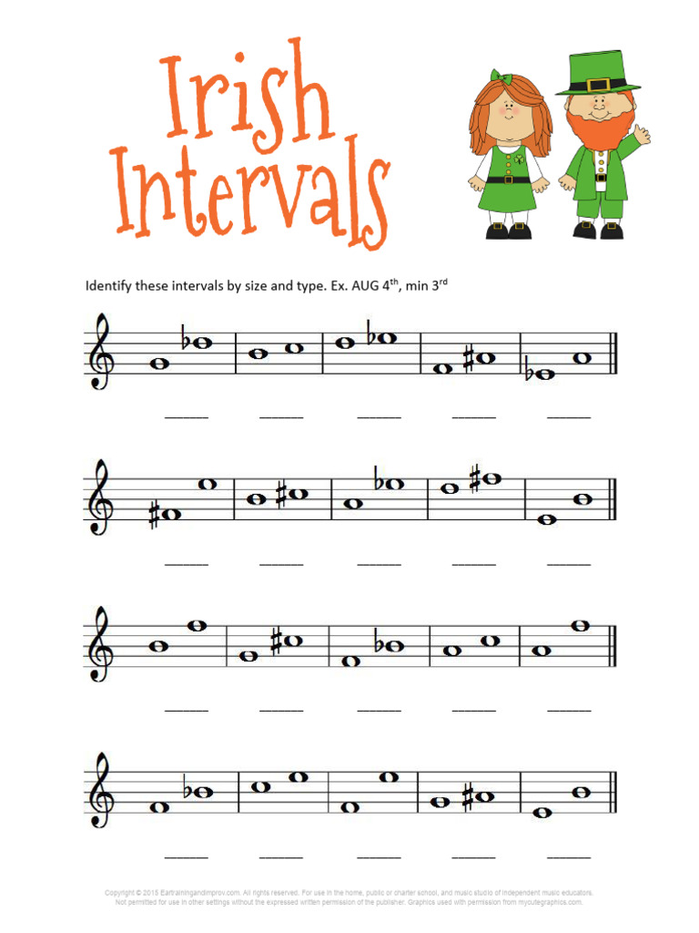ST Patricks Day Music Music Intervals Worksheet | PDF