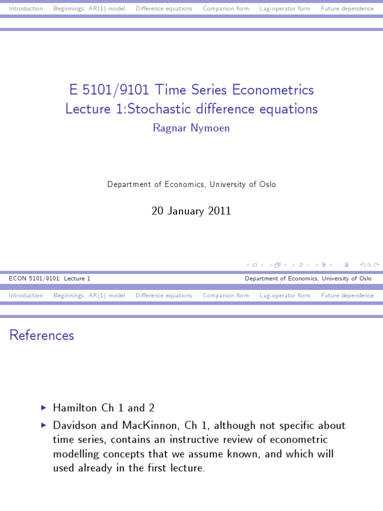 AR(1) Model in Time Series Econometrics | PDF | Stability Theory ...