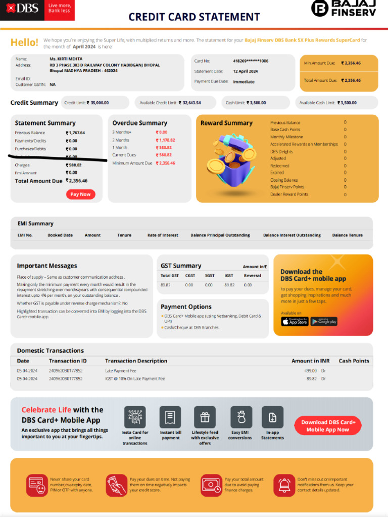 DBS Card Statement | PDF