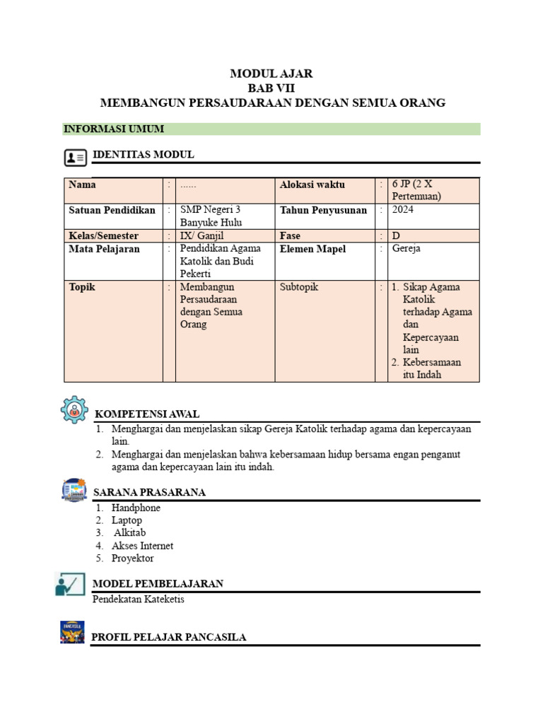 Modul Ajar Kelas Ix Bab Vii | PDF