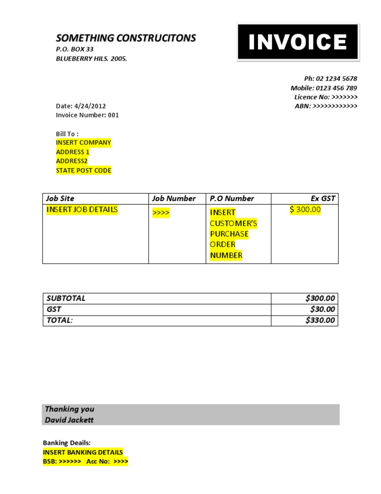 Invoice for Construction Services | PDF