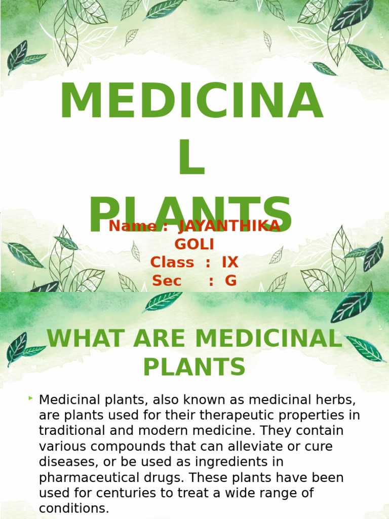 Medicinal Plants Overview and Uses | PDF