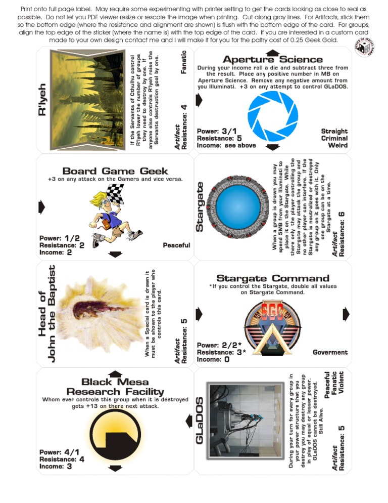 Custom Illuminati Cards One 1-27-08 | PDF