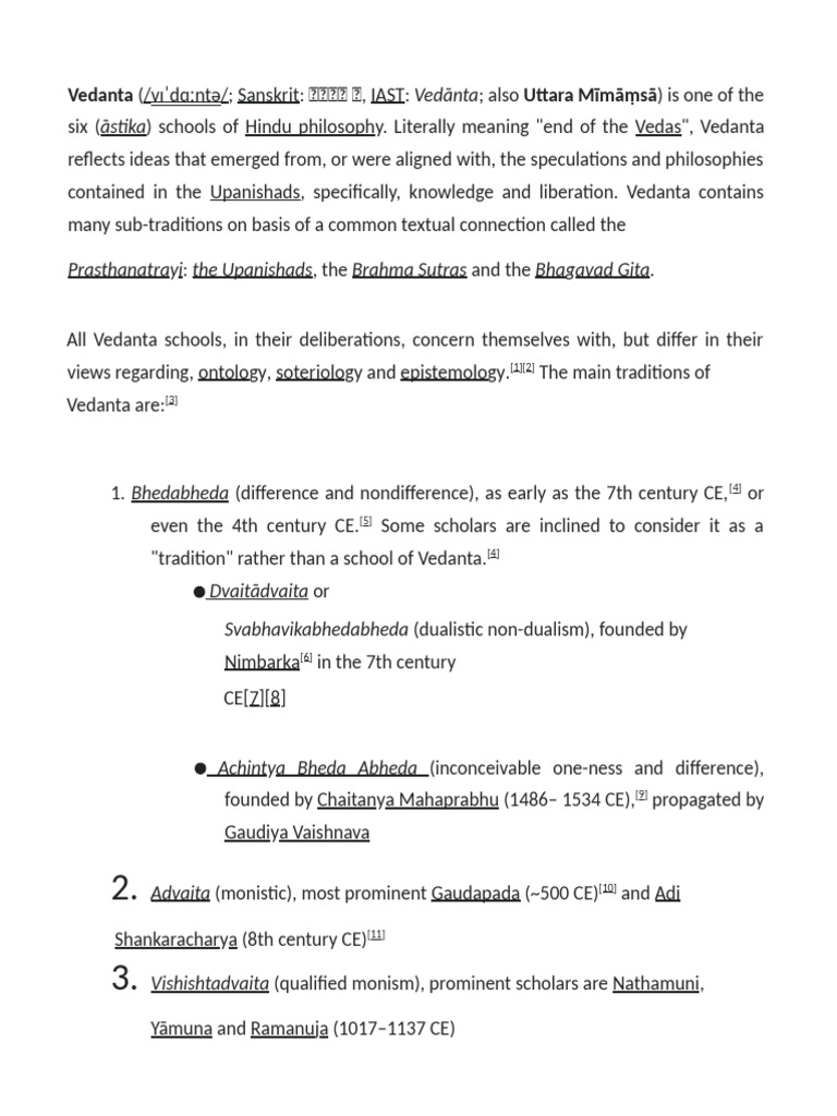 Overview of Vedanta Philosophy Schools | PDF | Vedanta | Brahman