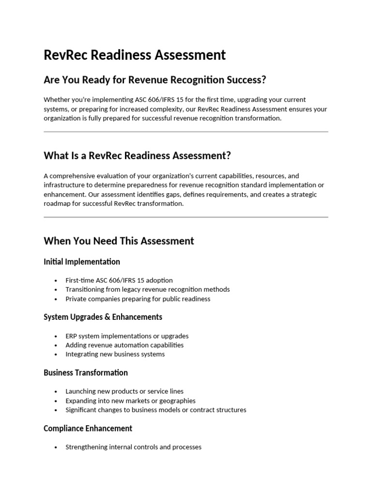 ASC 606 Readiness Assessment Guide | PDF | Internal Control | Risk