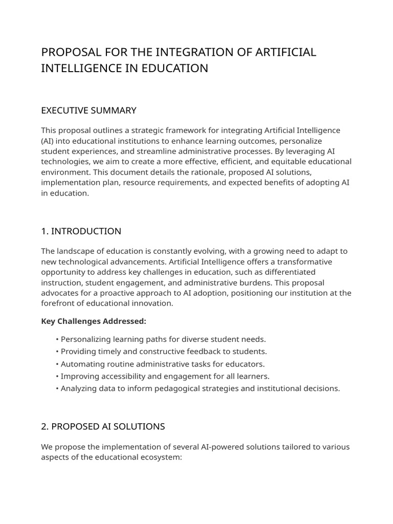 AI Integration in Education Proposal | PDF | Artificial Intelligence ...