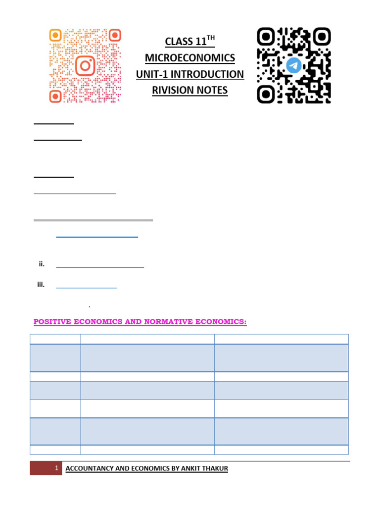 Class 11 Microeconomics Revision Notes | PDF | Macroeconomics ...