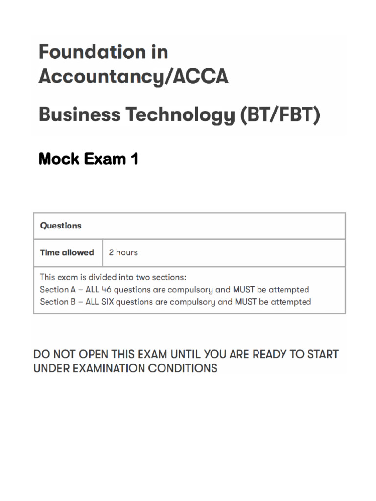 Mock Exam 1: Question Breakdown | PDF