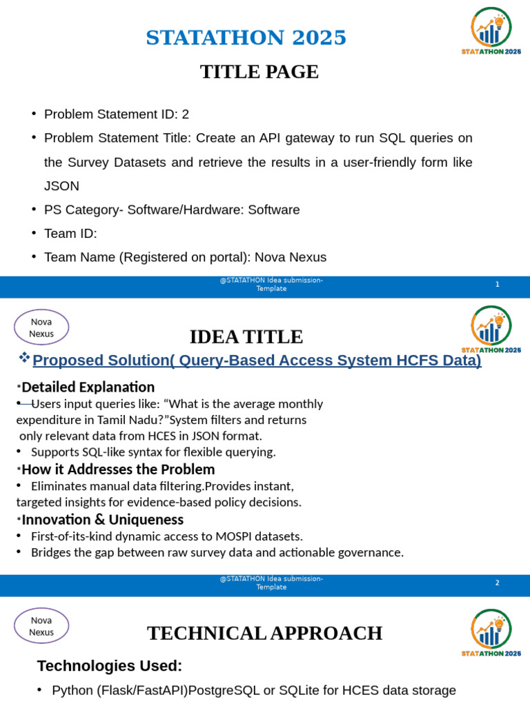 Statathon Idea Submission | PDF | Json | Data