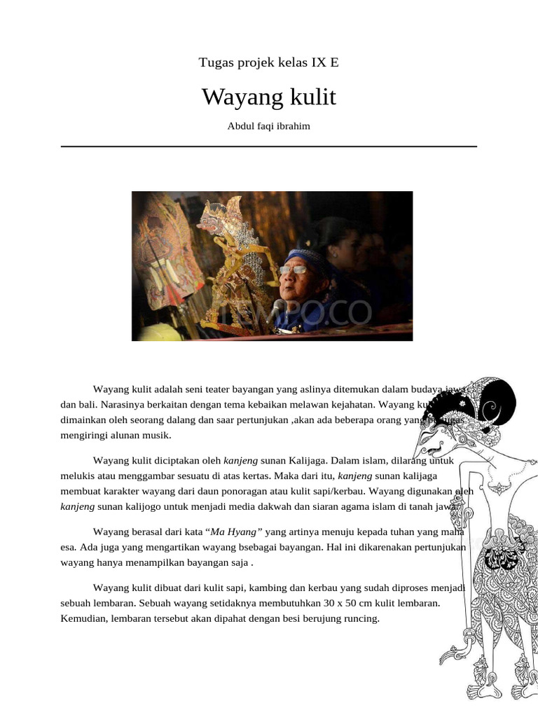 Sejarah dan Penciptaan Wayang Kulit | PDF