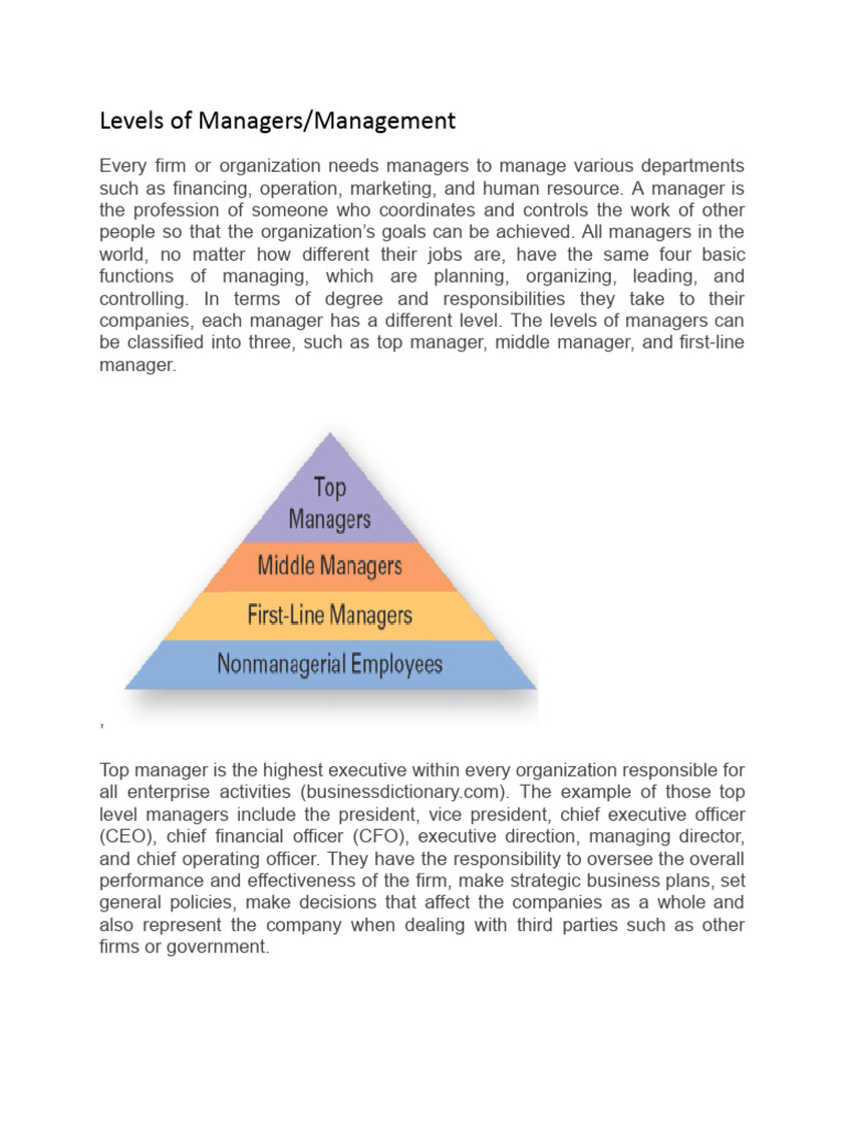 Functions of First-Line Managers | PDF | Policy | Governance