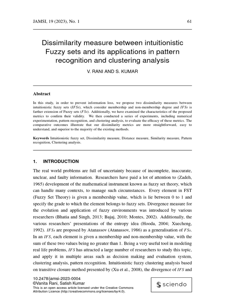 Intuitionistic Fuzzy Dissimilarity Measures | PDF | Fuzzy Logic ...