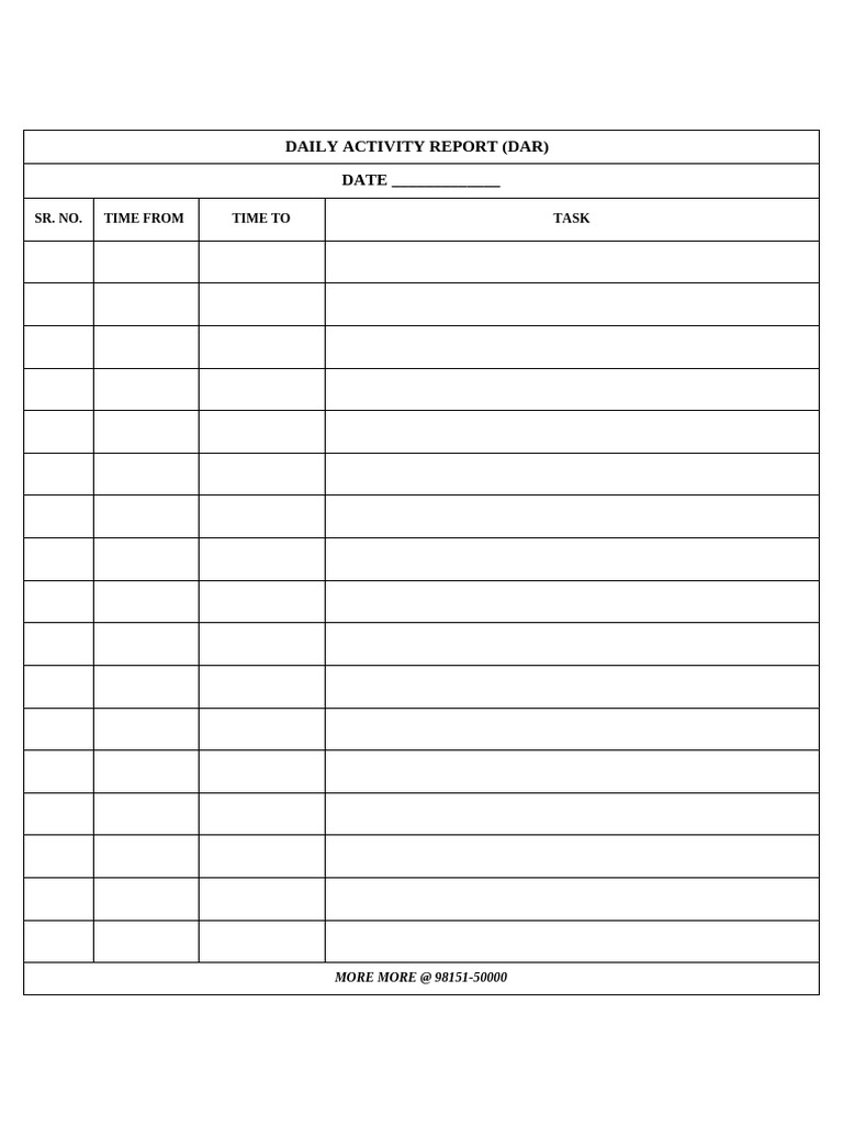 Daily Activity Report Template | PDF