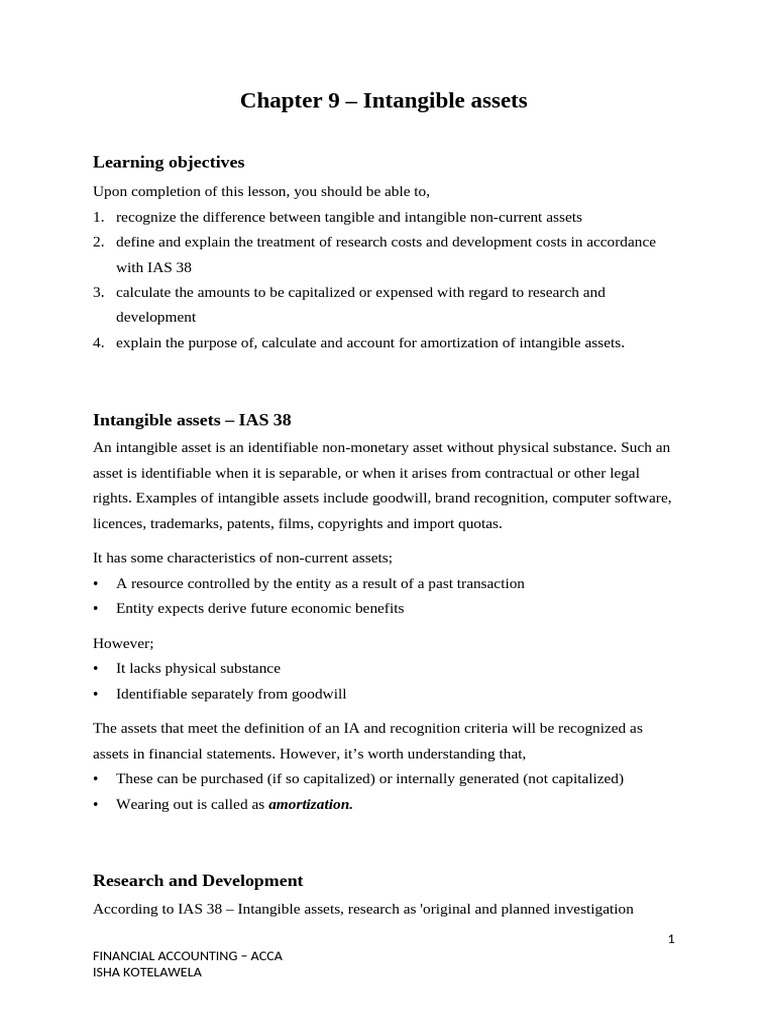Understanding Intangible Assets and R&D | PDF | Intangible Asset ...
