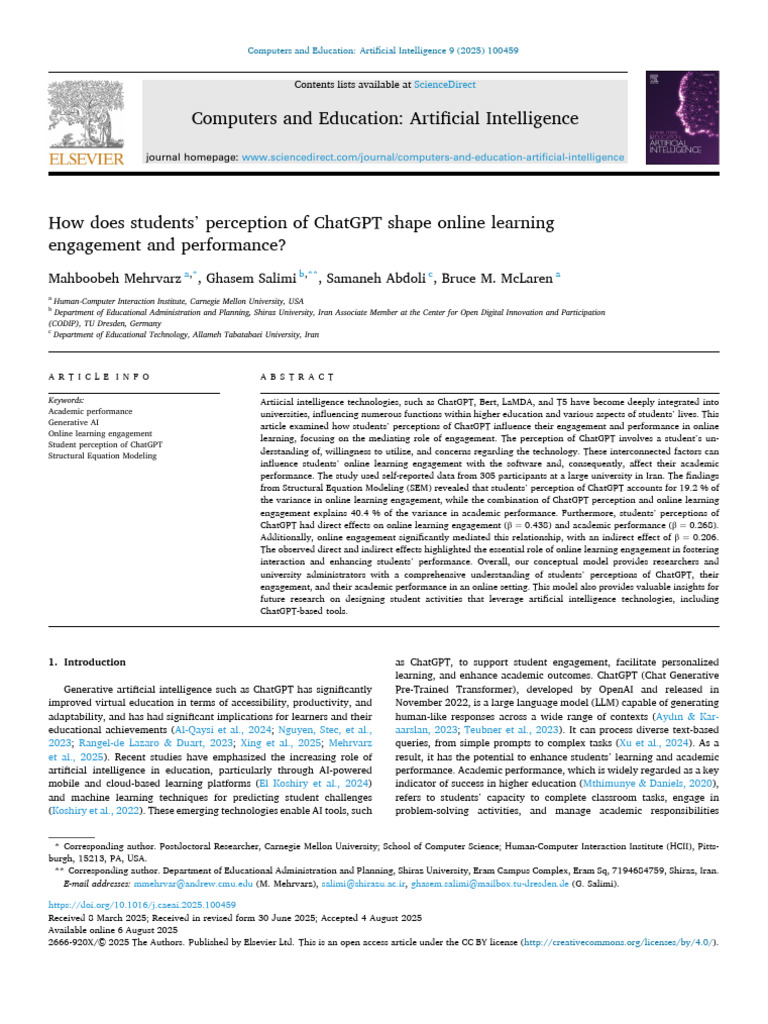 How Does Students' Perception of ChatGPT Shape Online Learning | PDF ...