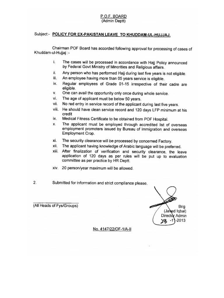 POF Umrah Package Procedure for Employees | PDF