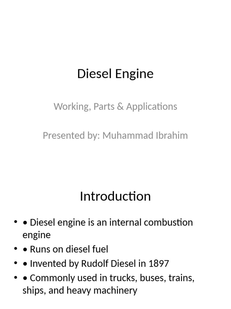 Diesel Engine Presentation | PDF