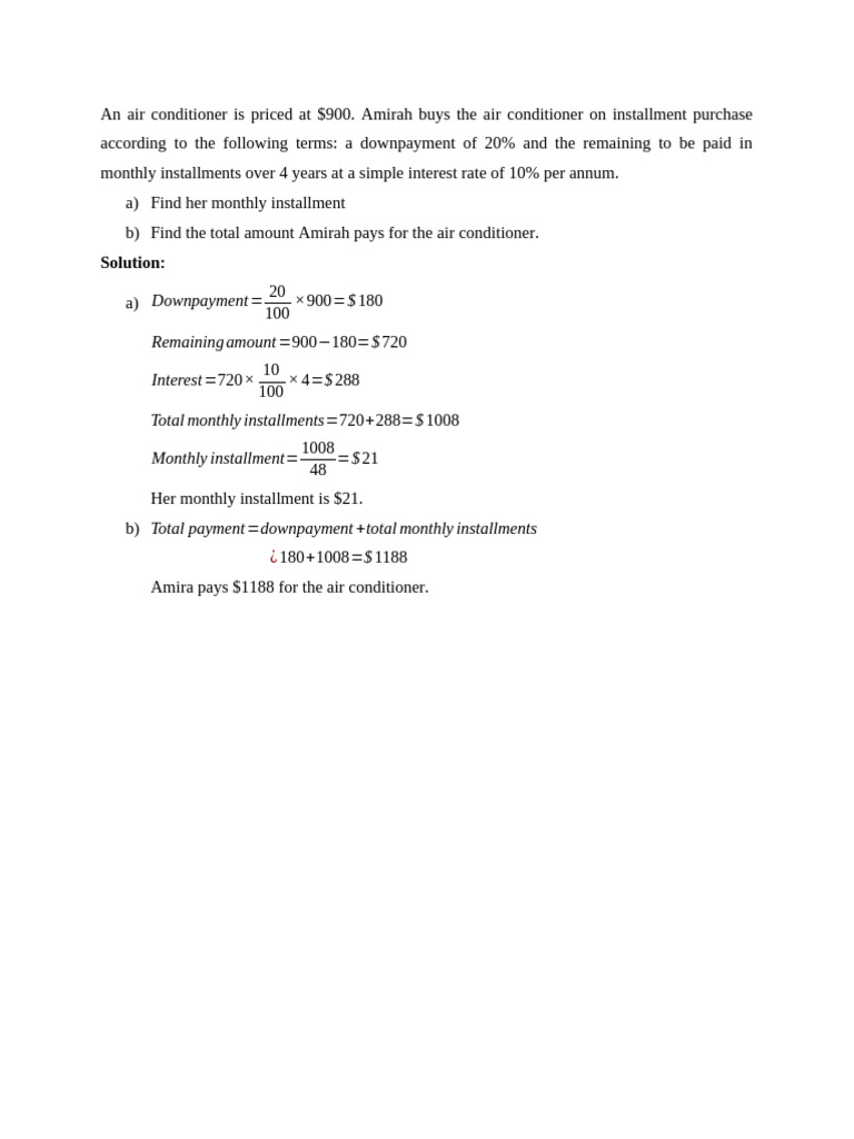 Air Conditioner Installment Calculation Guide | PDF