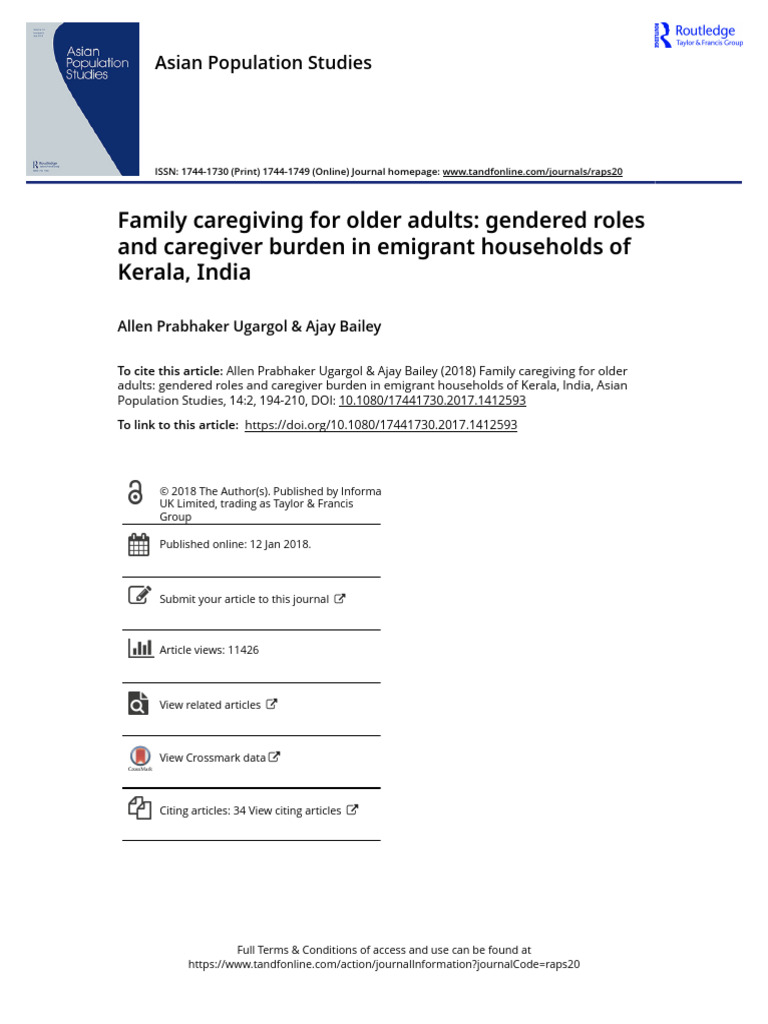 Family Caregiving For Older Adults Gendered Roles and Caregiver Burden ...