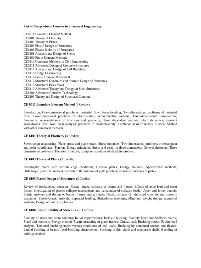 Postgraduate Structural Engineering Courses | PDF | Buckling | Beam ...