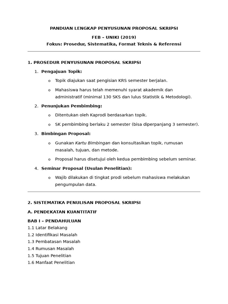 Panduan Proposal Skripsi FEB UNIKI | PDF