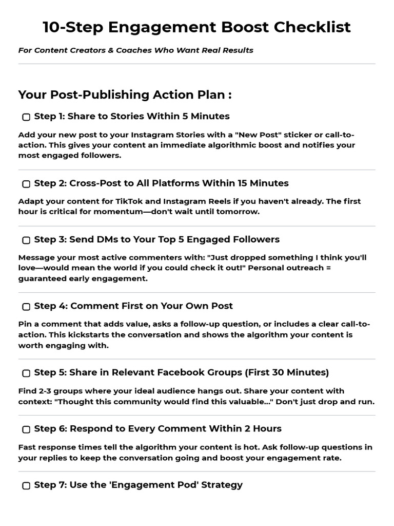 Instagram Engagement Boost Checklist | PDF | Communication | Human ...