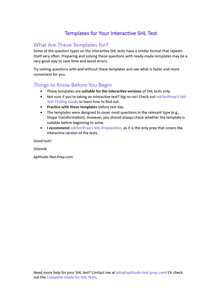 SHL Test Prep Templates Guide | PDF | Applied Mathematics