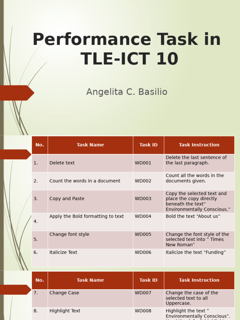 TLE-ICT 10 Performance Task Instructions | PDF | Microsoft Word | Paragraph