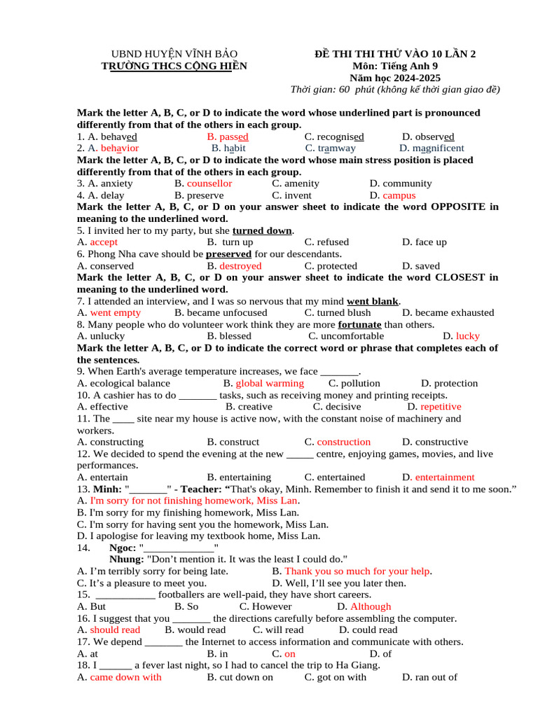 English Exam Practice for Grade 9 | PDF | Cost Of Living | Agriculture