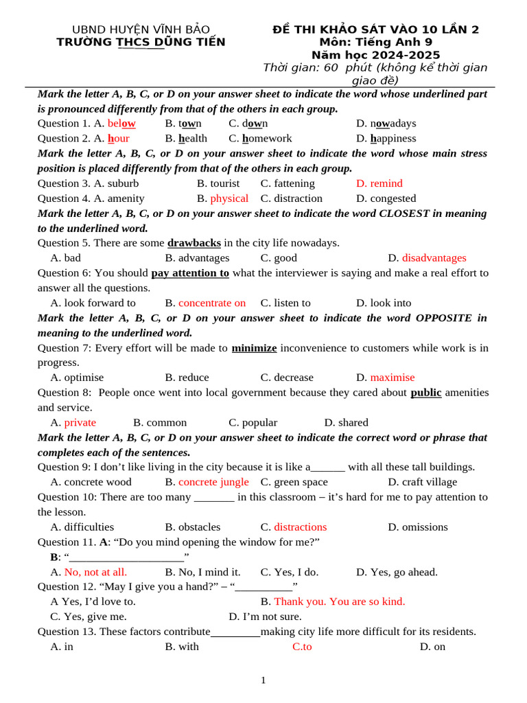 English Exam for Grade 9 Students | PDF