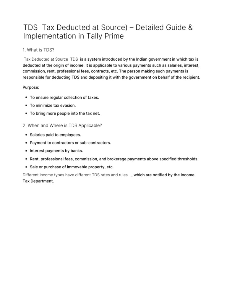 TDS Guide & Tally Prime Implementation | PDF | Payments | Government ...