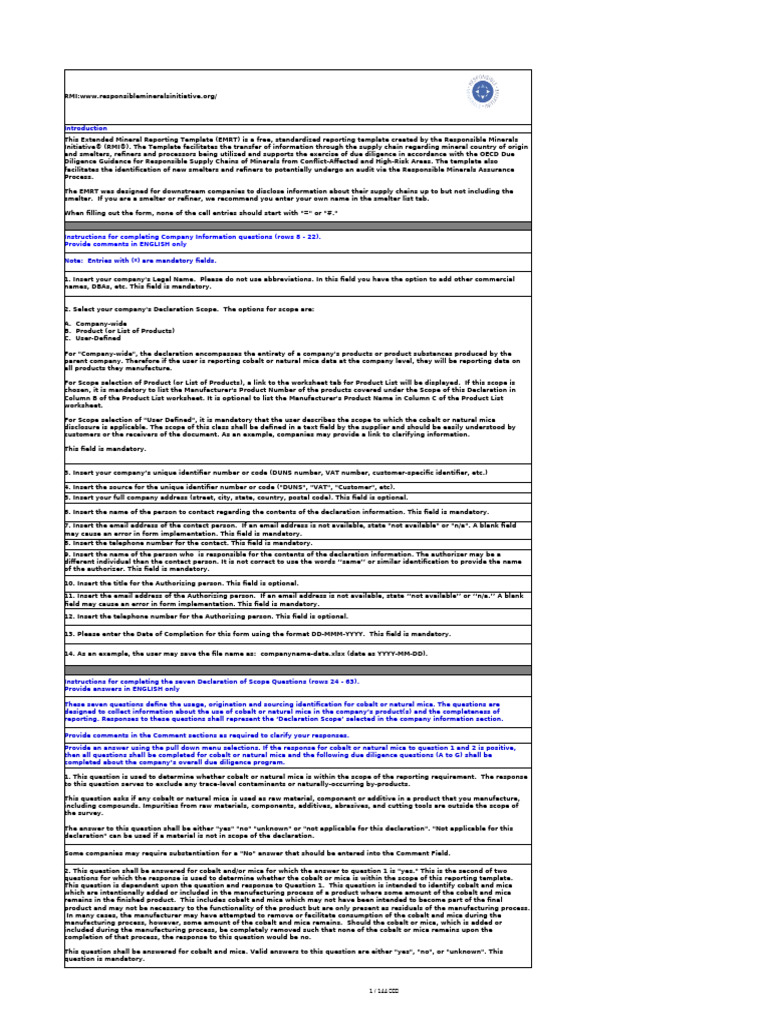 EMRT Instructions and Guidelines | PDF | Scrap | Due Diligence
