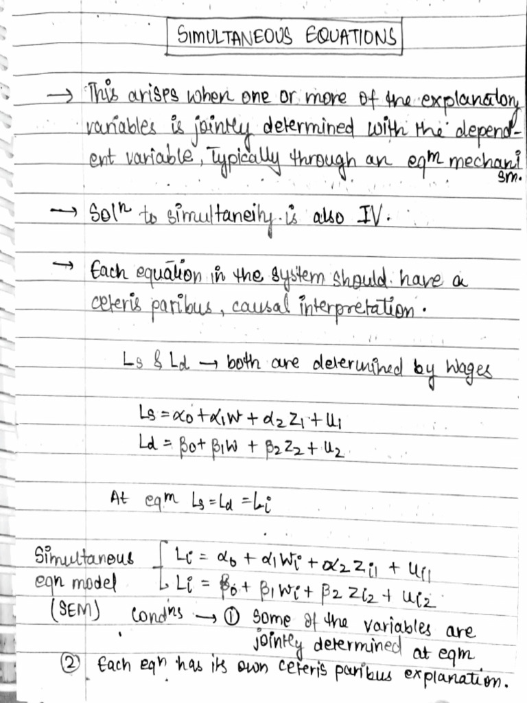 Simultaneity in Econometric Models | PDF | Endogeneity (Econometrics ...
